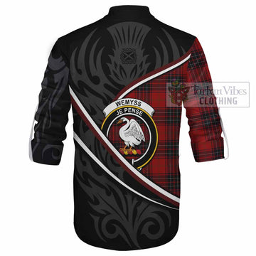 Wemyss Tartan Family Crest Ghillie Kilt Shirt Celtic Scottish Thistle Floral - Tartan Vibes Clothing