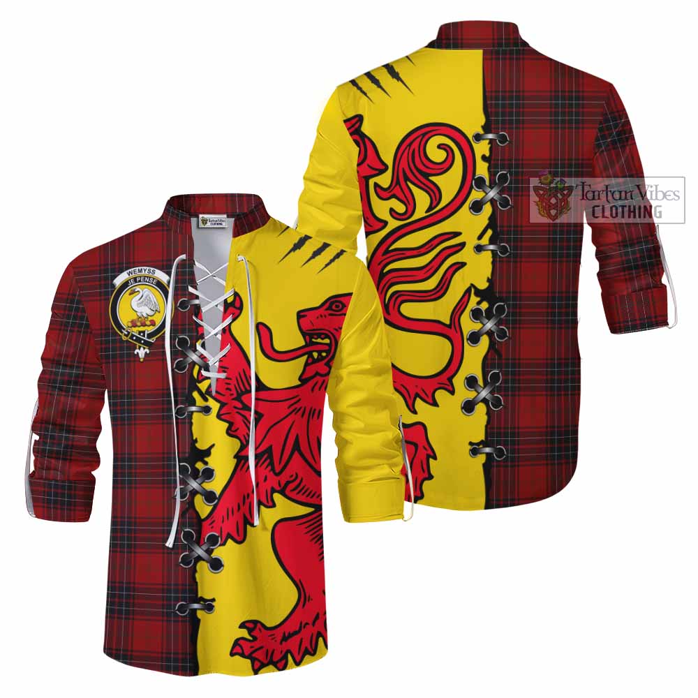 Wemyss Tartan Family Crest Ghillie Kilt Shirt Lion Rampant Honor - Tartan Vibes Clothing