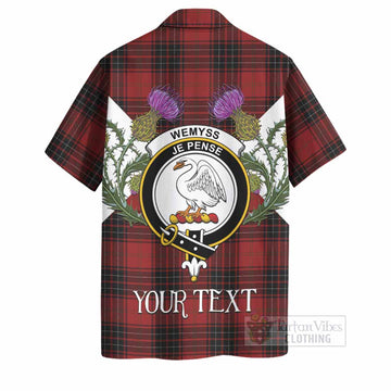 Wemyss Tartan Family Crest Hawaiian Shirt Scottish Burns Night Thistle Floral