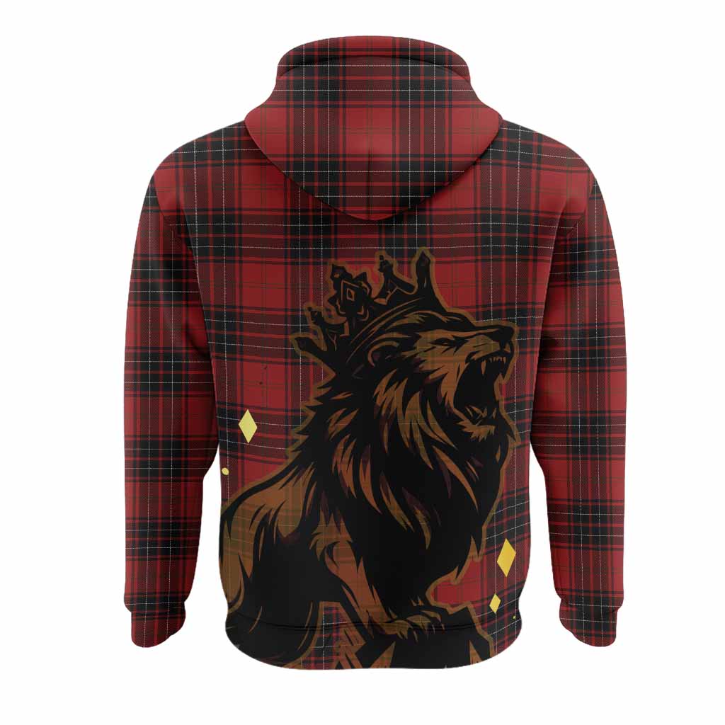 Wemyss Tartan Family Crest Hoodie Crowned Lion Roaring
