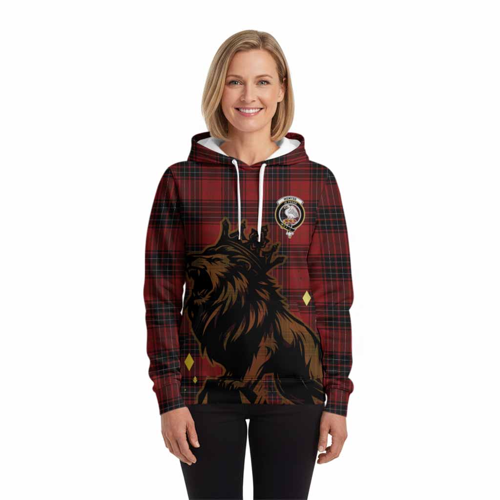 Wemyss Tartan Family Crest Hoodie Crowned Lion Roaring