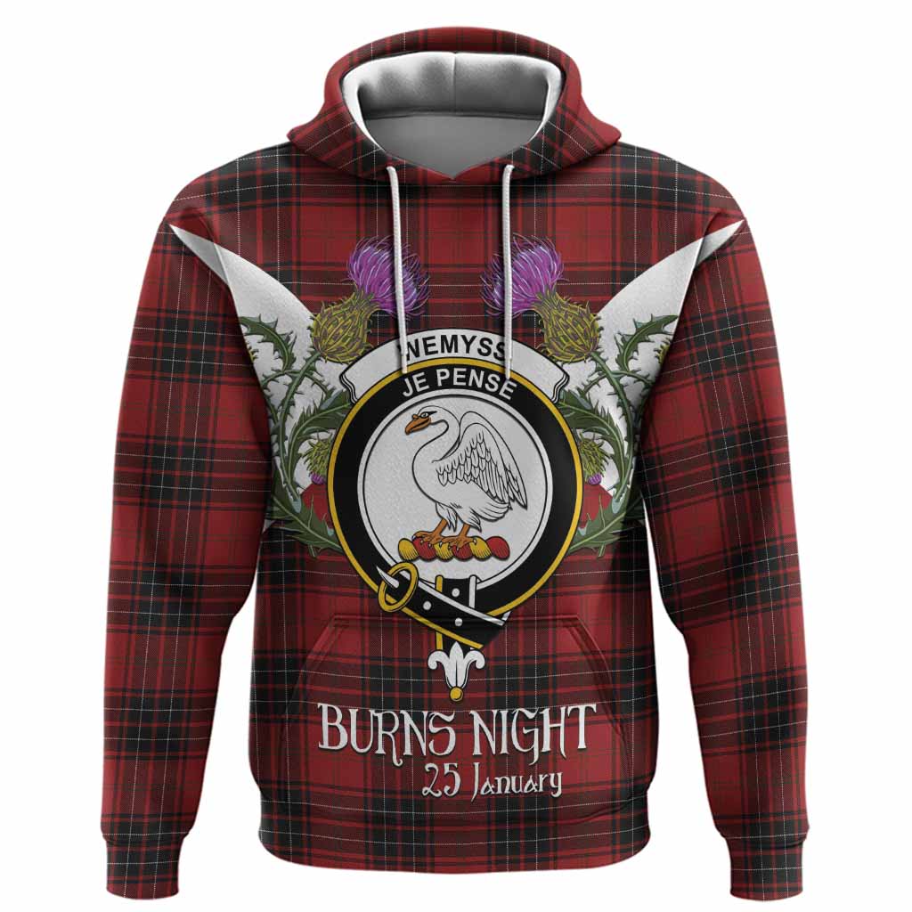 Wemyss Tartan Family Crest Hoodie Scottish Burns Night Thistle Floral