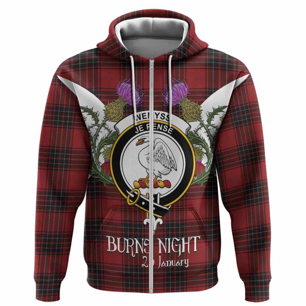 Wemyss Tartan Family Crest Hoodie Scottish Burns Night Thistle Floral