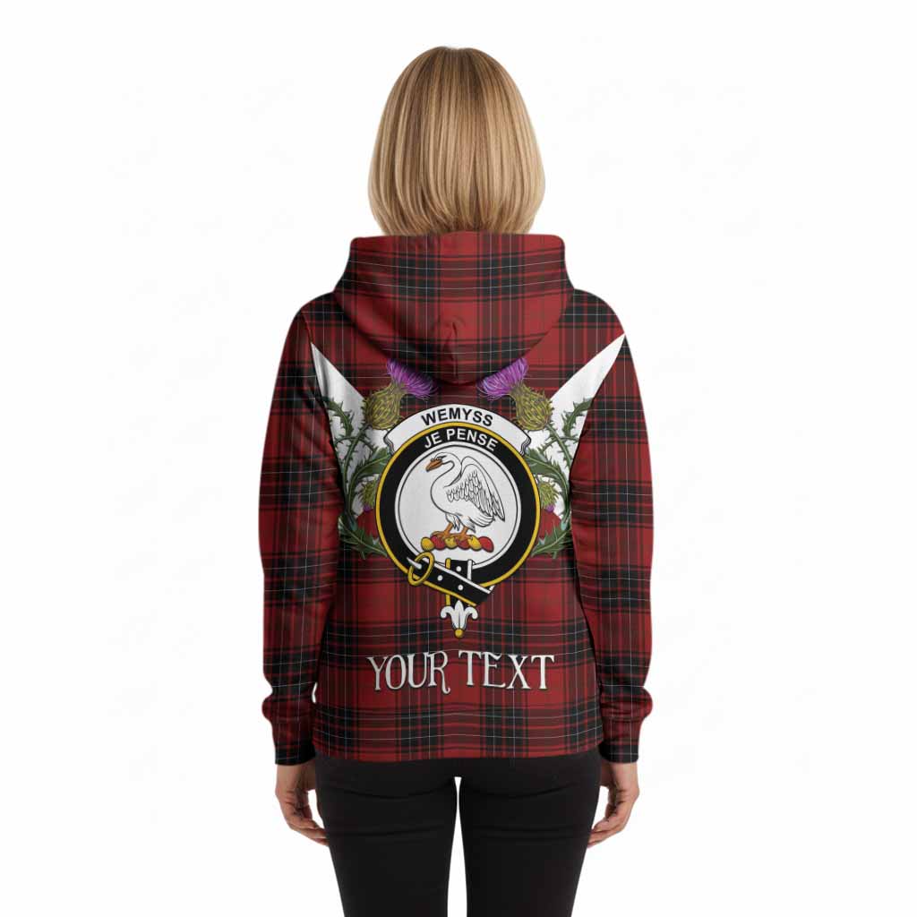 Wemyss Tartan Family Crest Hoodie Scottish Burns Night Thistle Floral