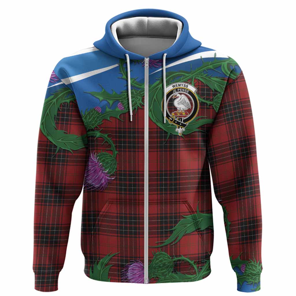 Wemyss Tartan Family Crest Hoodie Thistle in Minimalism