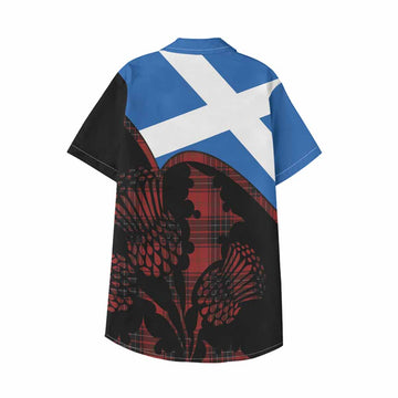 Wemyss Tartan Family Crest Kid Hawaiian Shirt Scotland Thistle Floral Flag Style