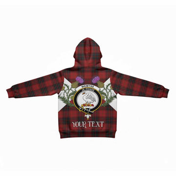 Wemyss Tartan Family Crest Kid Hoodie Scottish Burns Night Thistle Floral