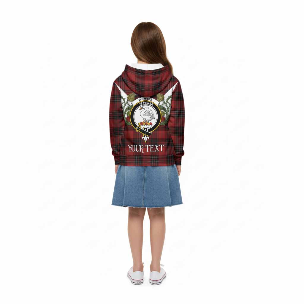 Wemyss Tartan Family Crest Kid Hoodie Scottish Burns Night Thistle Floral