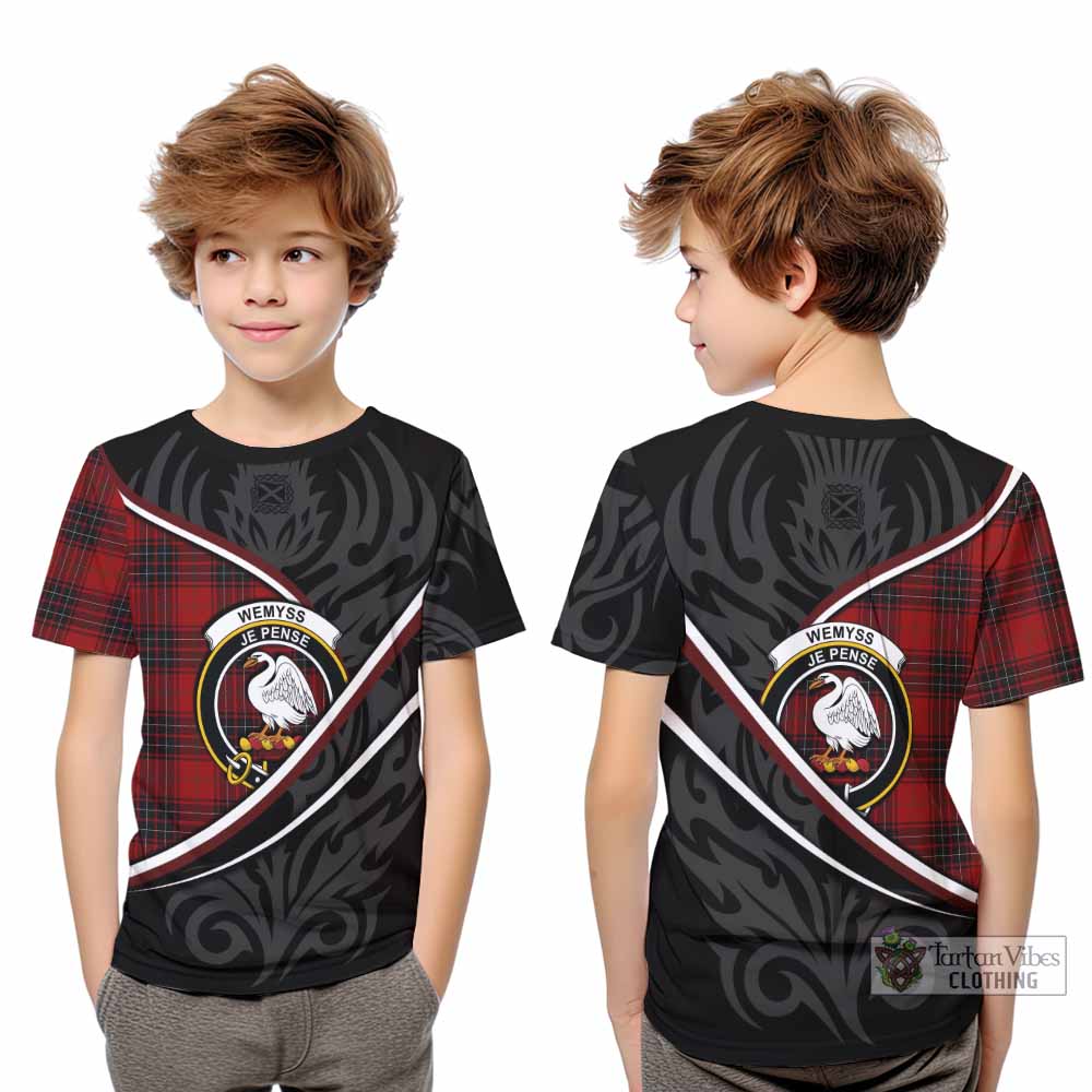 Wemyss Tartan Family Crest Kid T-shirt Celtic Scottish Thistle Floral - Tartan Vibes Clothing