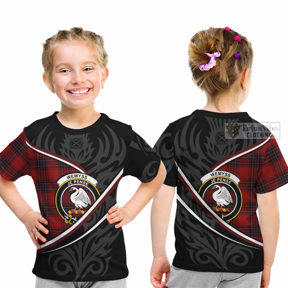 Wemyss Tartan Family Crest Kid T-shirt Celtic Scottish Thistle Floral - Tartan Vibes Clothing