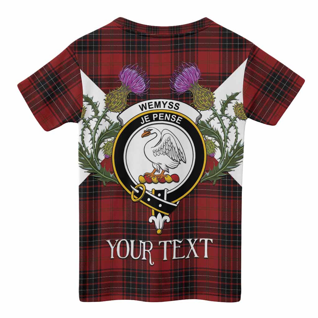 Wemyss Tartan Family Crest Kid T-shirt Scottish Burns Night Thistle Floral