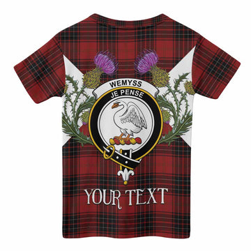 Wemyss Tartan Family Crest Kid T-shirt Scottish Burns Night Thistle Floral