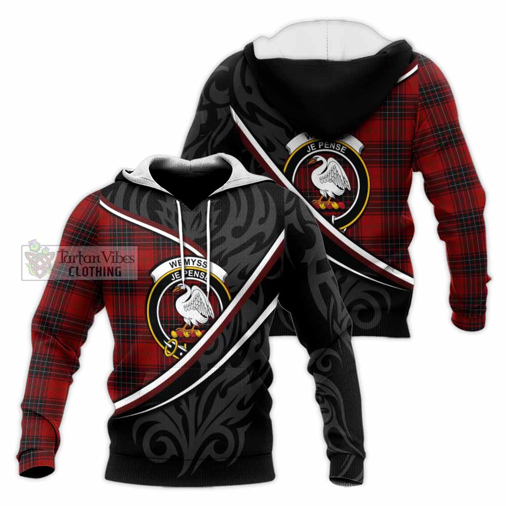 Wemyss Tartan Family Crest Knitted Hoodie Celtic Scottish Thistle Floral - Tartan Vibes Clothing