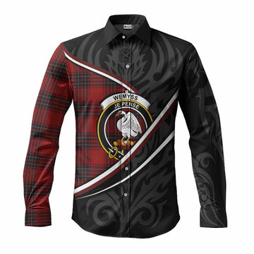 Wemyss Tartan Family Crest Long Sleeve Button Shirts Celtic Scottish Thistle Floral