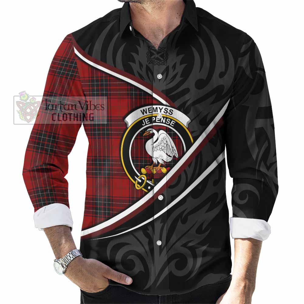 Wemyss Tartan Family Crest Long Sleeve Button Shirts Celtic Scottish Thistle Floral - Tartan Vibes Clothing
