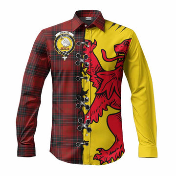 Wemyss Tartan Family Crest Long Sleeve Button Shirts Lion Rampant Honor