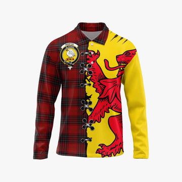Wemyss Tartan Family Crest Long Sleeve Polo Shirt Lion Rampant Honor