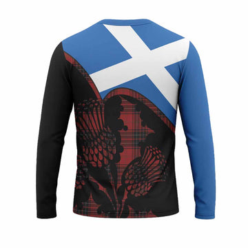 Wemyss Tartan Family Crest Long Sleeve T-Shirt Scotland Thistle Floral Flag Style