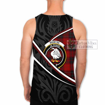 Wemyss Tartan Family Crest Men Tank Top Celtic Scottish Thistle Floral