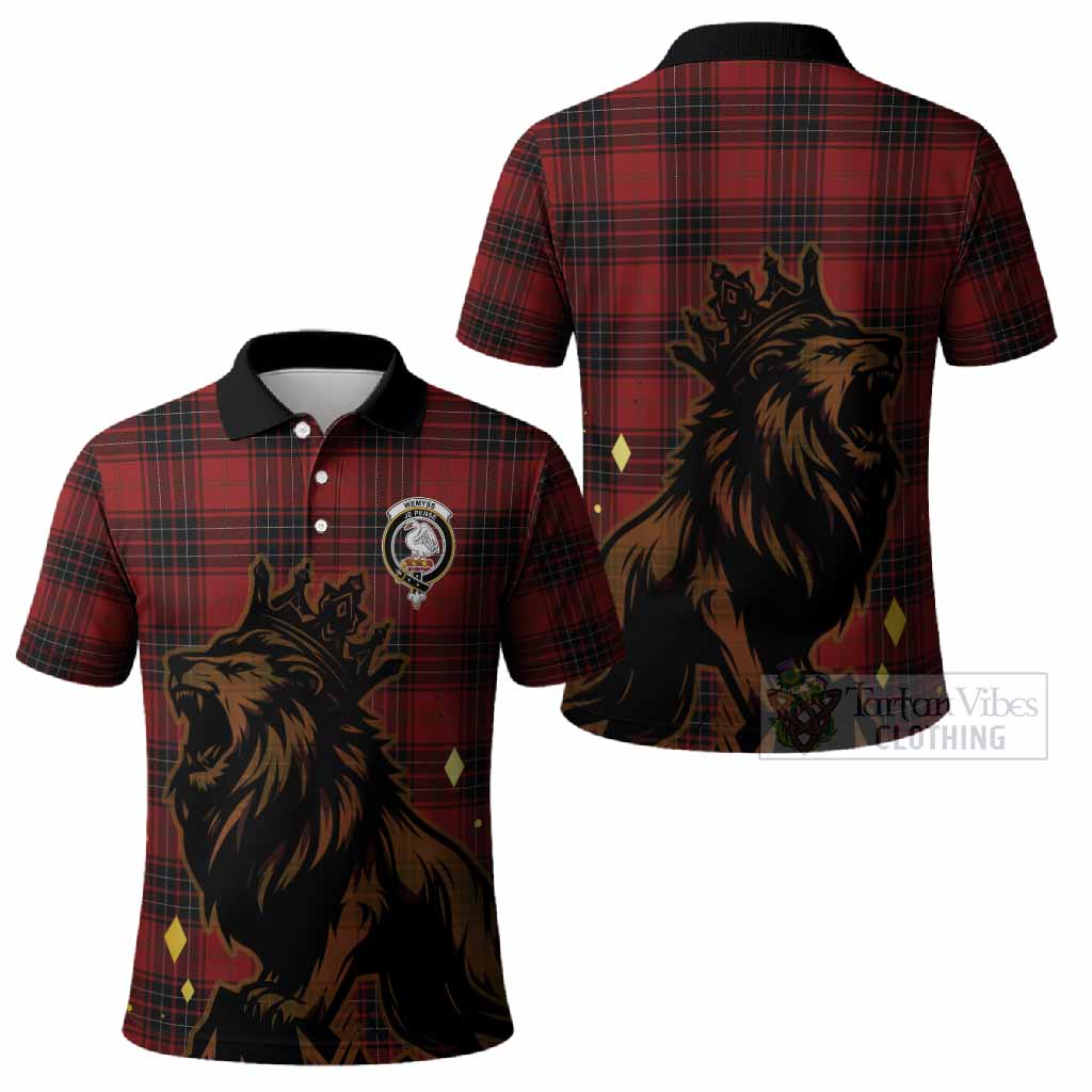 Wemyss Tartan Family Crest Polo Shirt Crowned Lion Roaring