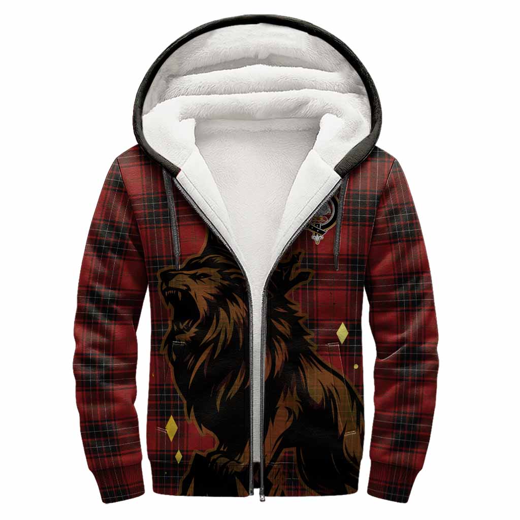 Wemyss Tartan Family Crest Sherpa Hoodie Crowned Lion Roaring