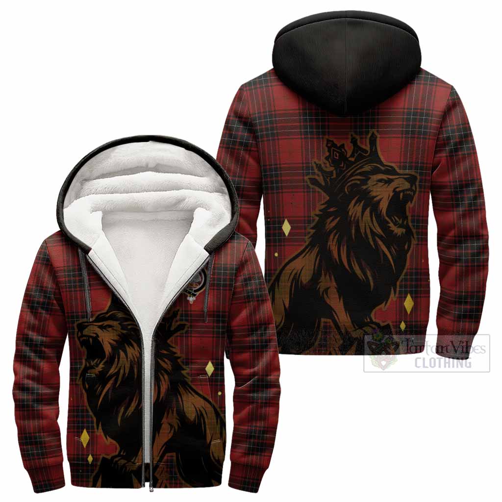 Wemyss Tartan Family Crest Sherpa Hoodie Crowned Lion Roaring