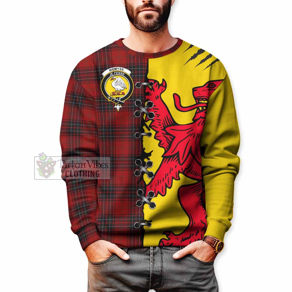 Wemyss Tartan Family Crest Sweatshirt Lion Rampant Honor - Tartan Vibes Clothing