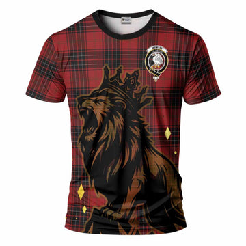 Wemyss Tartan Family Crest T-Shirt Crowned Lion Roaring
