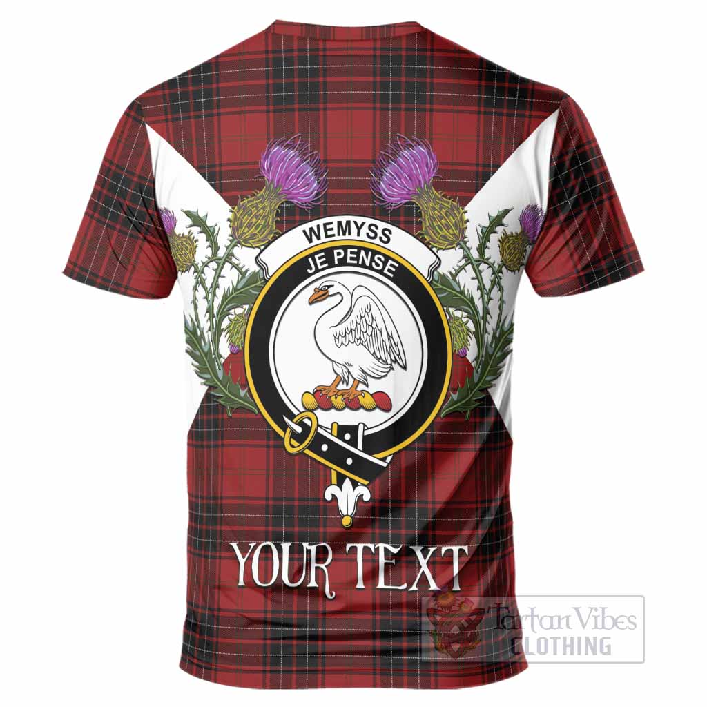 Wemyss Tartan Family Crest T-Shirt Scottish Burns Night Thistle Floral