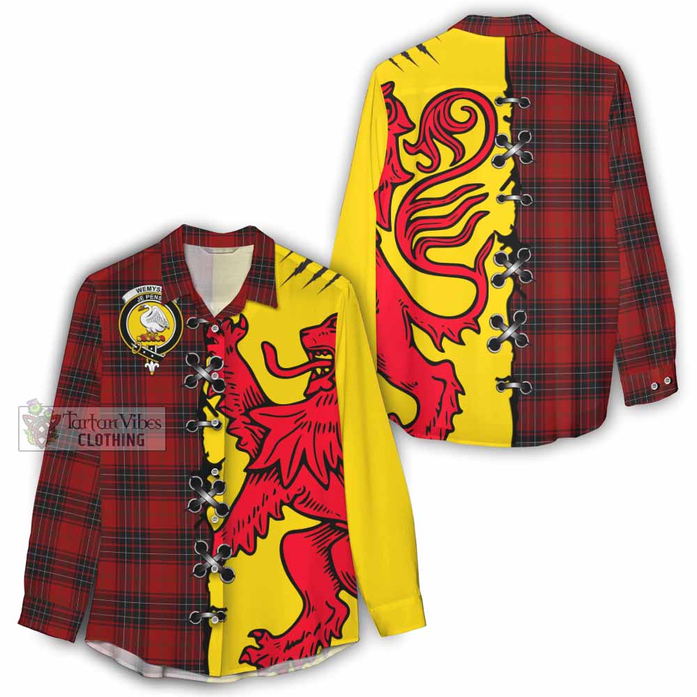 Wemyss Tartan Family Crest Women Casual Shirt Lion Rampant Honor - Tartan Vibes Clothing