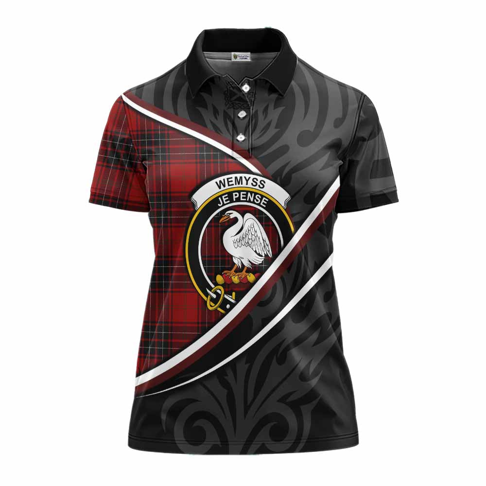 Wemyss Tartan Family Crest Women's Polo Shirt Celtic Scottish Thistle Floral - Tartan Vibes Clothing