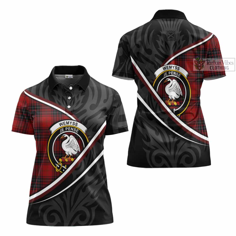 Wemyss Tartan Family Crest Women's Polo Shirt Celtic Scottish Thistle Floral - Tartan Vibes Clothing