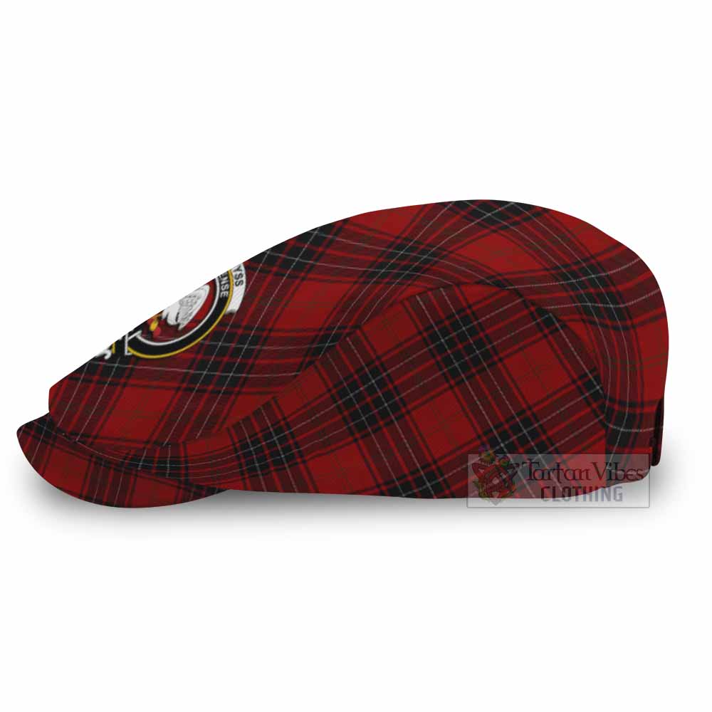 Wemyss Tartan Flat Cap, Jeff Cap Cross Style with Family Crest - Tartan Vibes Clothing