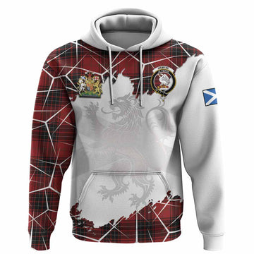 Wemyss Tartan Hoodie with Family Crest and Lion Rampant Grunge Style