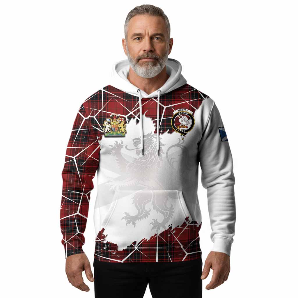 Wemyss Tartan Hoodie with Family Crest and Lion Rampant Grunge Style