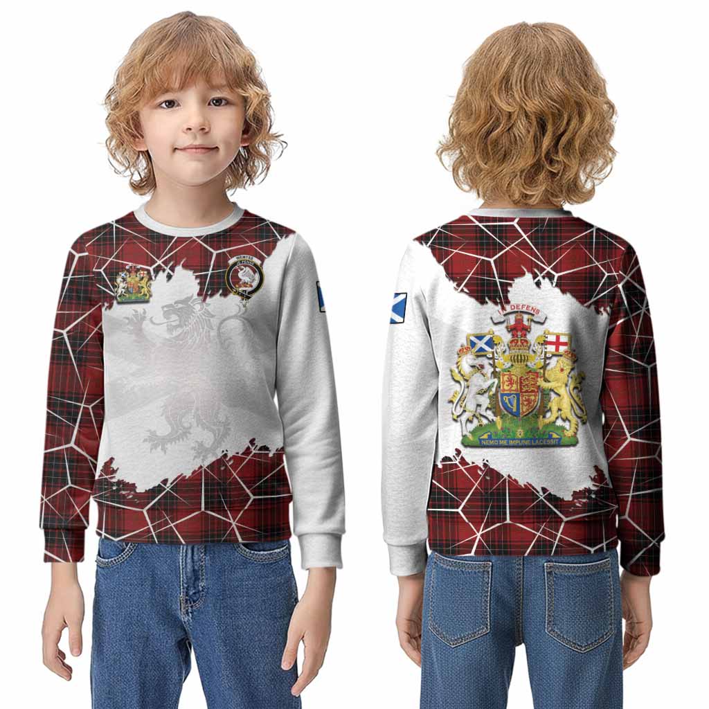 Wemyss Tartan Kid Knitted Sweatshirt with Family Crest and Lion Rampant Grunge Style