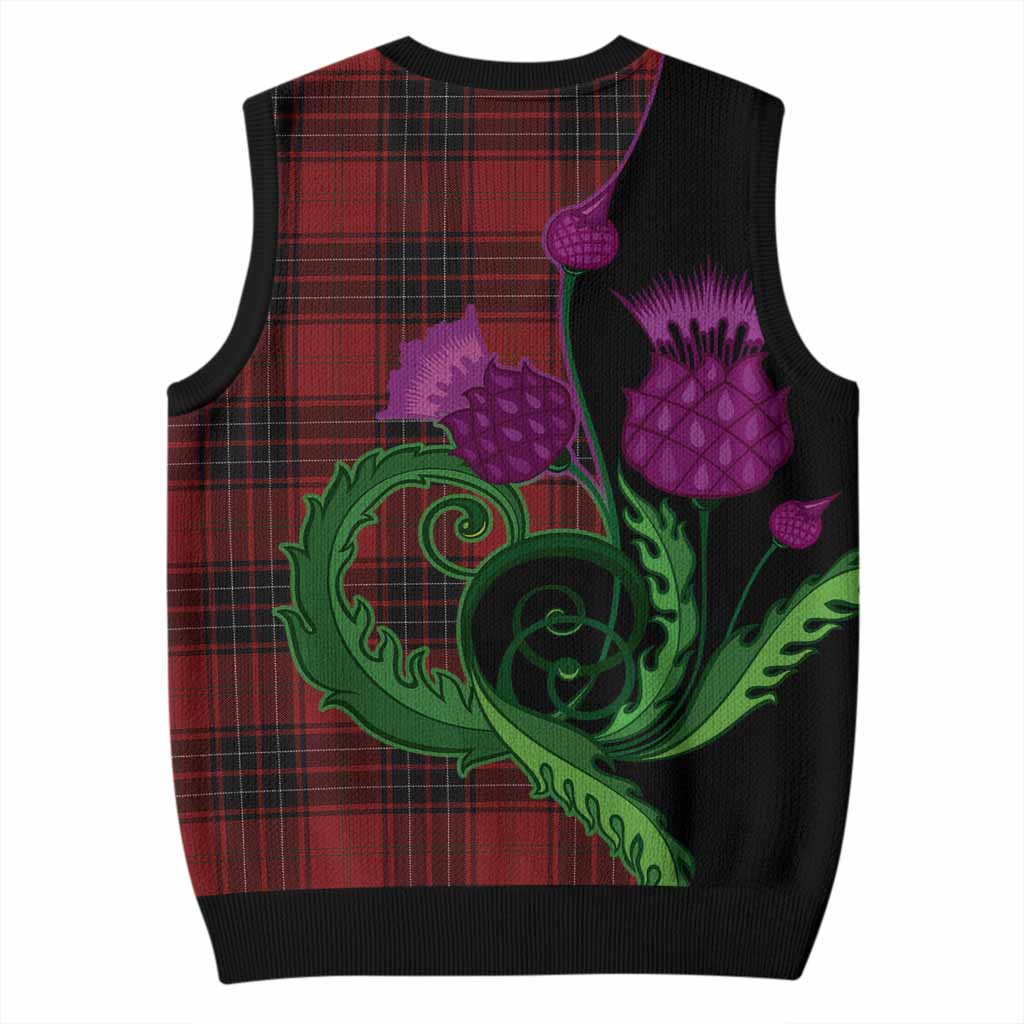 Wemyss Tartan Knitted V-Neck Vest Traditional Scottish Thistle