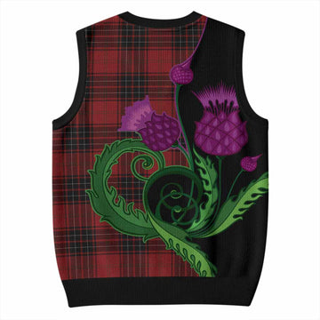 Wemyss Tartan Knitted V-Neck Vest Traditional Scottish Thistle