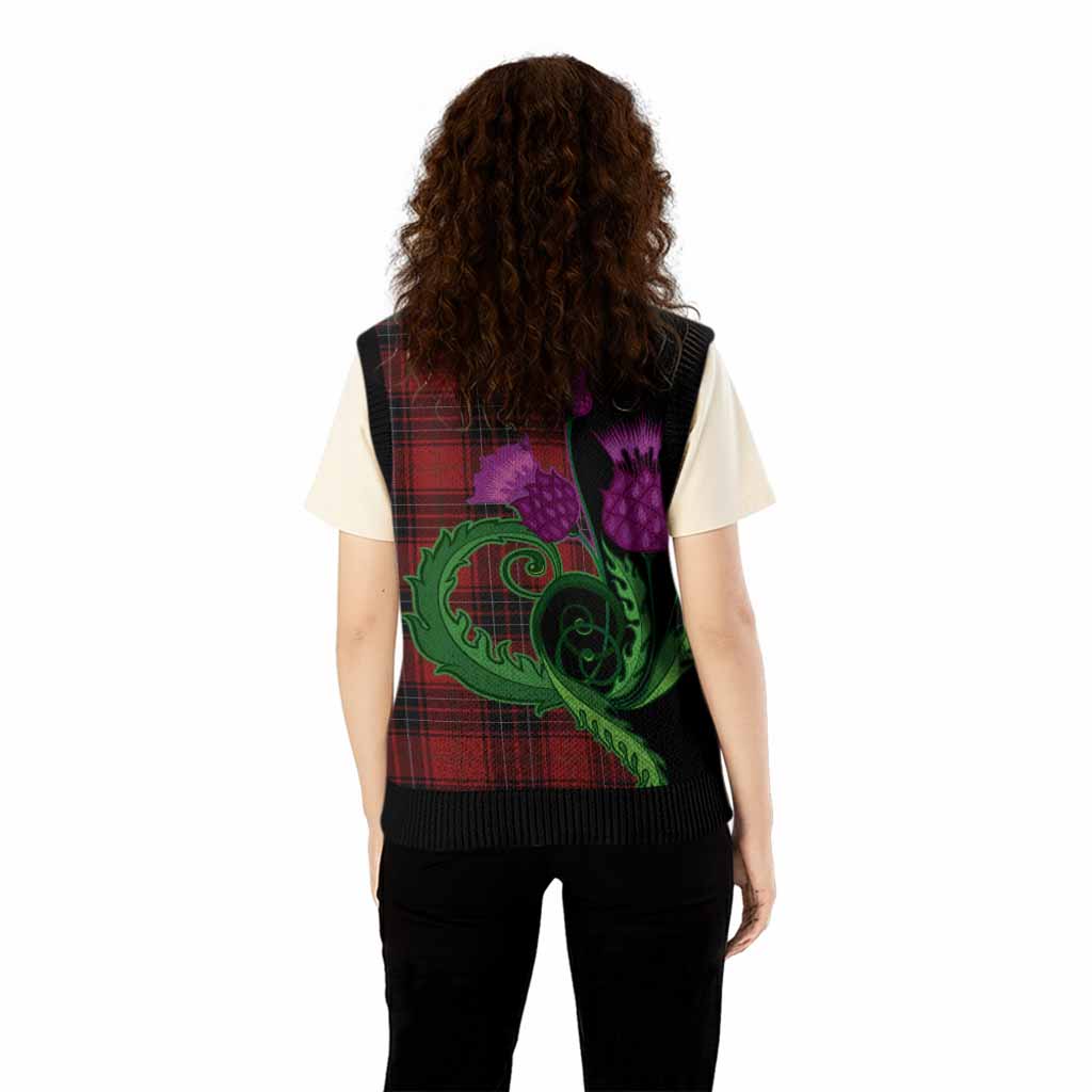 Wemyss Tartan Knitted V-Neck Vest Traditional Scottish Thistle