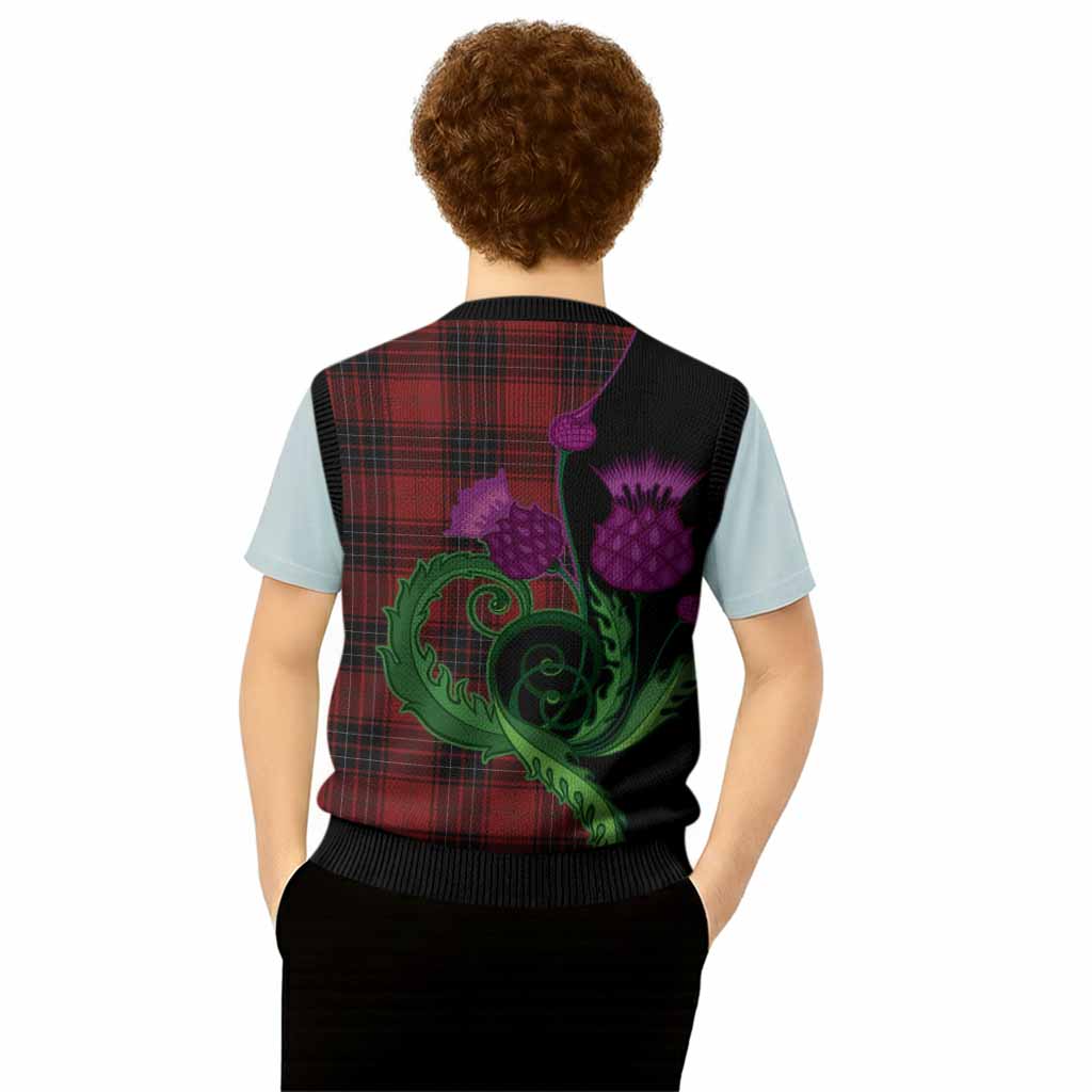 Wemyss Tartan Knitted V-Neck Vest Traditional Scottish Thistle
