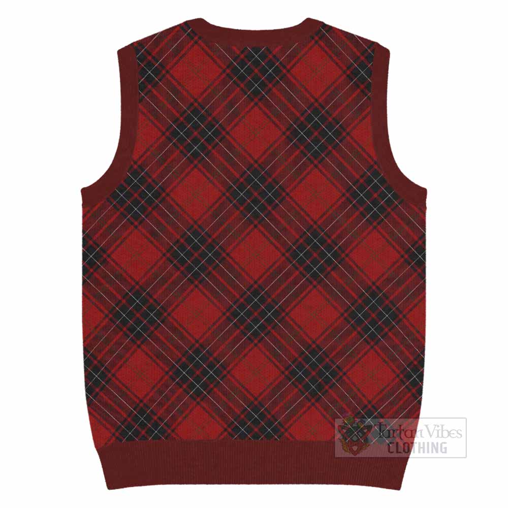 Wemyss Tartan Knitted V-Neck Vest with Family Crest Cross Style