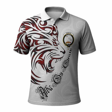 Wemyss Tartan Lion Roar Polo Shirt Alba Gu Brath with Celtic Motifs