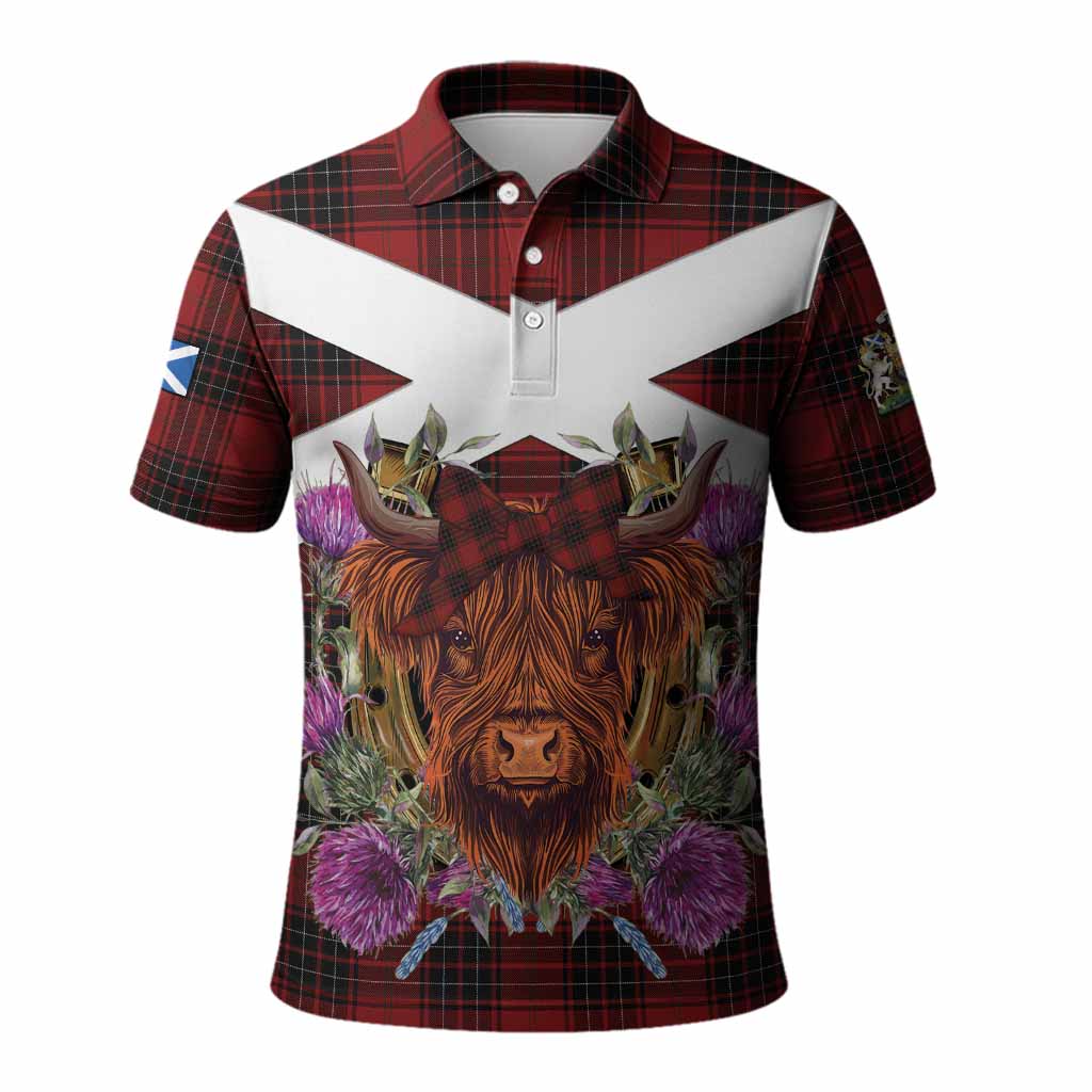Wemyss Tartan Polo Shirt Scottish Thistle Heilan Coo