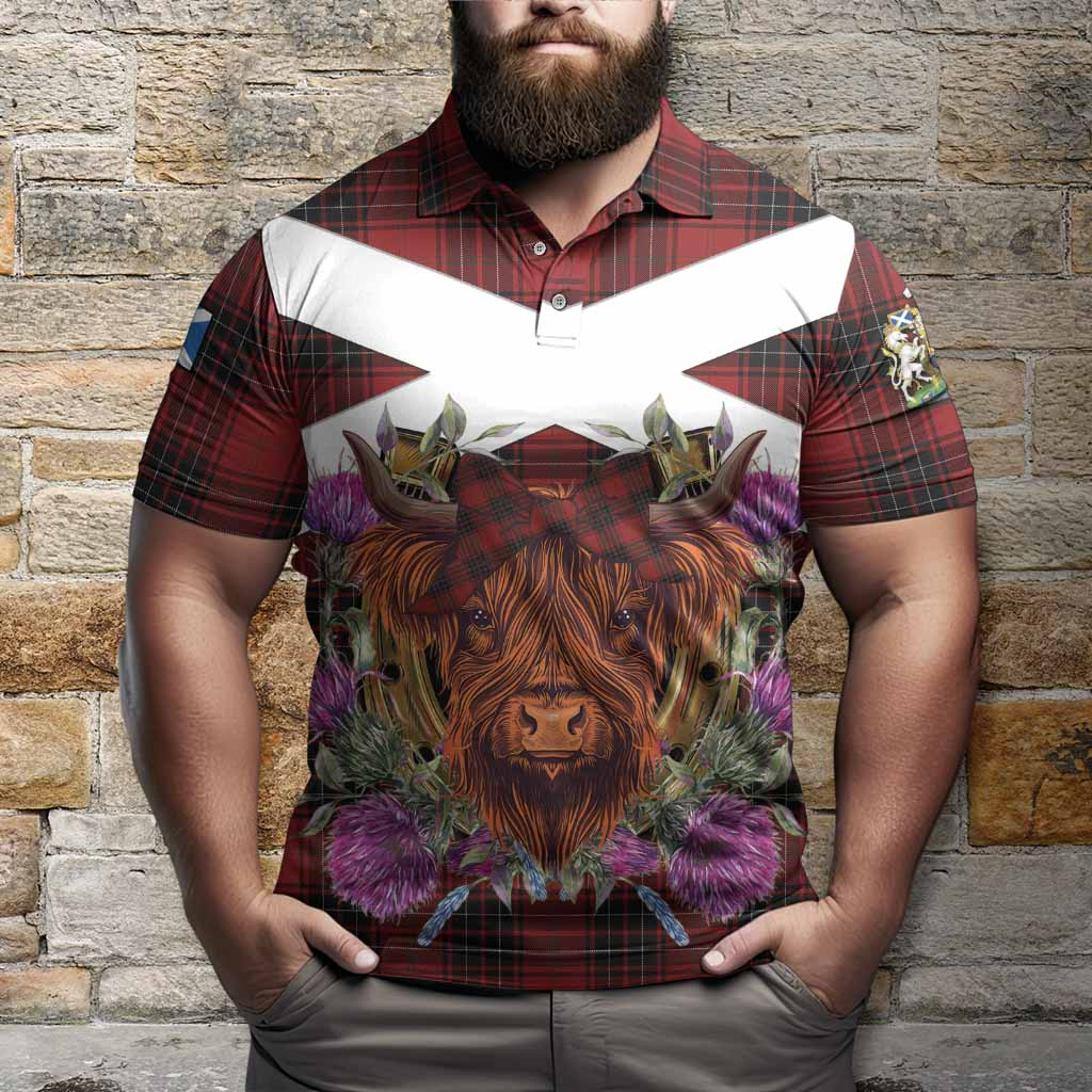 Wemyss Tartan Polo Shirt Scottish Thistle Heilan Coo