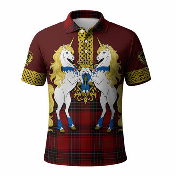 Wemyss Tartan Polo Shirt Unicorn Celtic Knot And Thistle Emblem