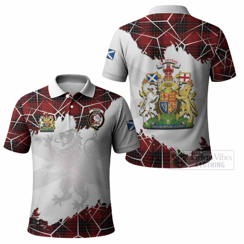 Wemyss Tartan Polo Shirt with Family Crest and Lion Rampant Grunge Style
