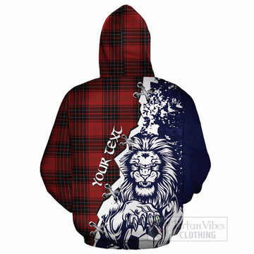 Wemyss Tartan Scottish Cotton Hoodie Angry Lion With Soccer Ball Style