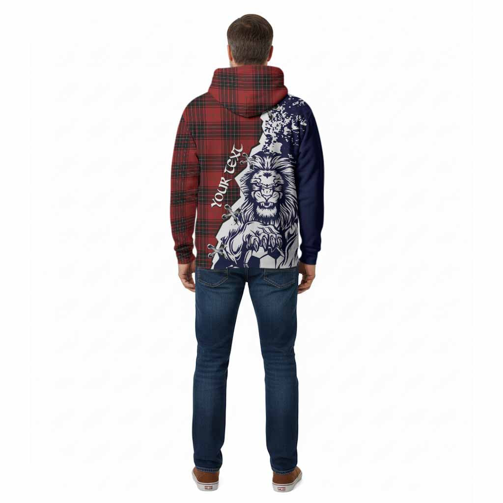 Wemyss Tartan Scottish Cotton Hoodie Angry Lion With Soccer Ball Style