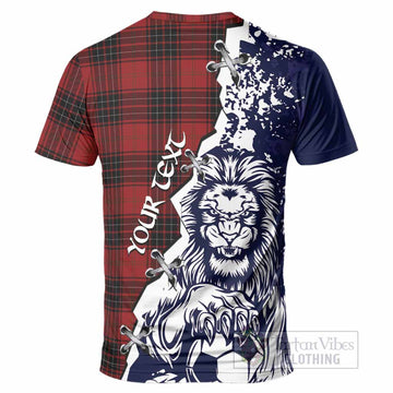 Wemyss Tartan Scottish T-Shirt Angry Lion With Soccer Ball Style