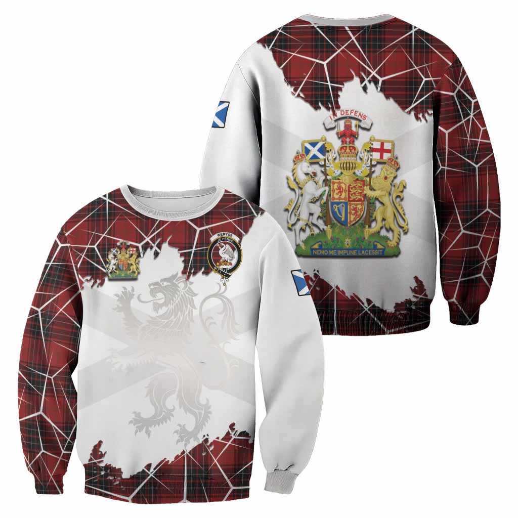 Wemyss Tartan Sweatshirt with Family Crest and Lion Rampant Grunge Style